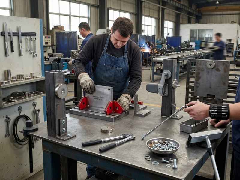 How do magnetic brackets fix, position, and support metal parts?