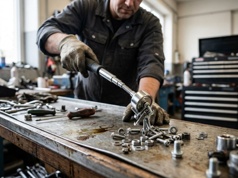 How do magnetic pickup tools quickly lift screws and nuts?