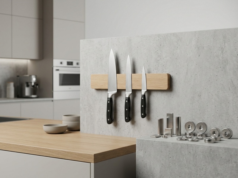 Why is a magnetic knife holder popular in modern open kitchens?