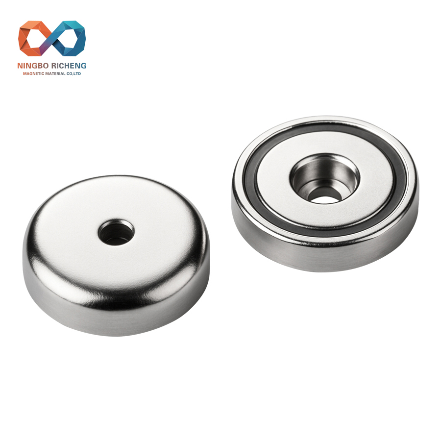 Pot magnet with straight hole (B series, dimension from 10 to 90mm)