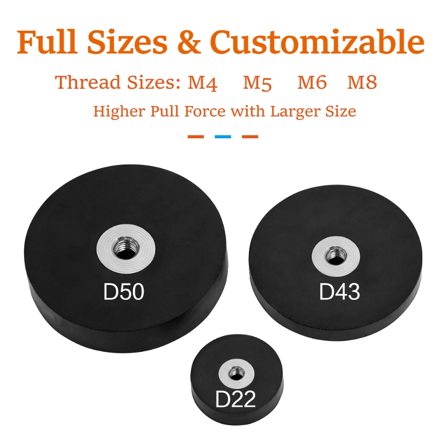 Rubber pot magnetic with thread inside