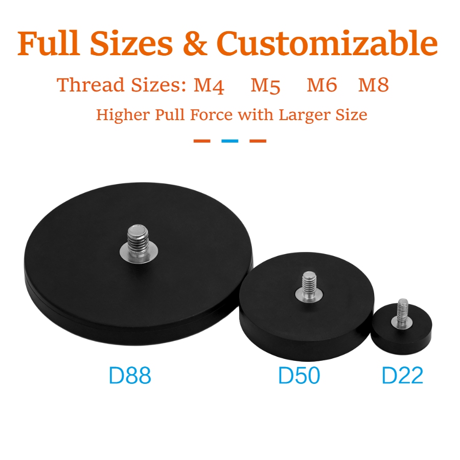 Rubber pot magnet -external thread