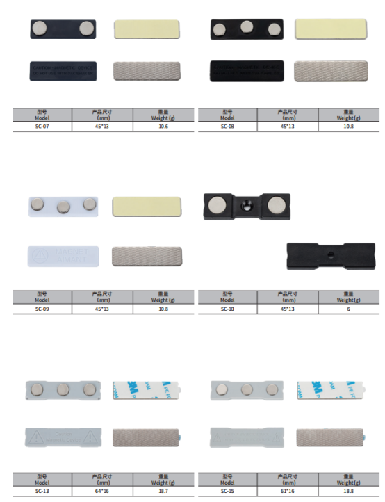 Strength Neodymium Badge Magnets, Fastener with 3M Adhesive on Front Plate (1)
