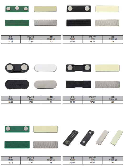 Strength Neodymium Badge Magnets, Fastener with 3M Adhesive on Front Plate (2)
